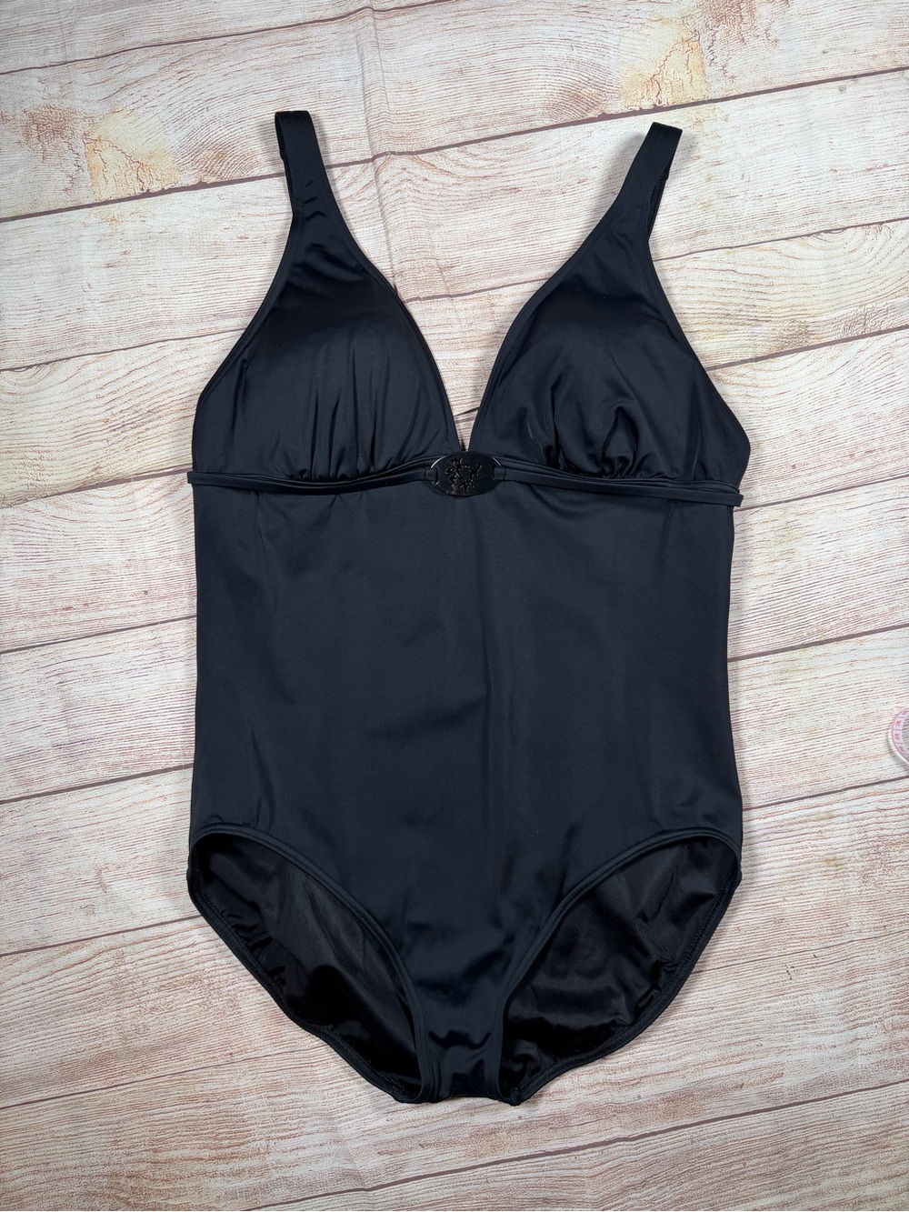 Lands' End Black One-Piece‎ Shaping Swimsuit with V-Neck